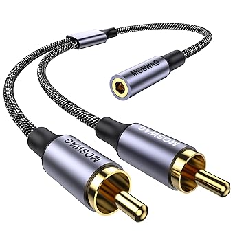 MOSWAG 3.5mm to RCA Cable,25CM 3.5mm Female to 2RCA Male Stereo Audio Cable Gold-Plated for TV,Smartphones,MP3,Tablets,Speakers,Home Theater