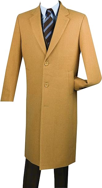 Vinci Men's 3 Botton Single Breated Cashmere Wool Overcoat CL48-1