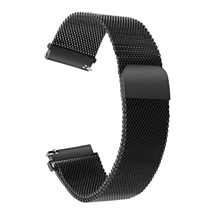 Gear S3 Frontier / S3 Classic Watch Band, TRUMiRR 22mm Milanese Loop Mesh Stainless Steel Quick Release Wrist Bracelet Magnet Strap Bands for Samsung Gear S3 Frontier / S3 Classic Smart Watch, Black