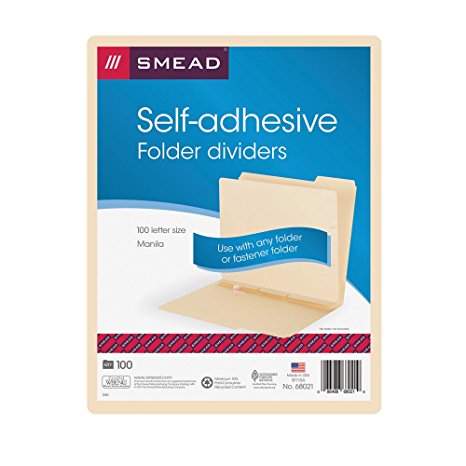 Smead Self-Adhesive Folder Divider, Side Flap Style, Letter Size, Manila, 100 per Box (68021)