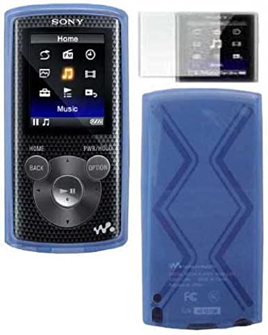 TPU Skin Case Cover with Screen Protector For Sony Walkman NWZ-E383 NWZ-E384 NWZ-E385 - Translucent Blue