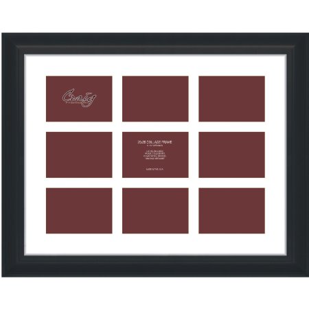 Craig Frames 20x26-Inch Black Picture Frame, Single White Collage Mat with 9 - 5x7-Inch Openings