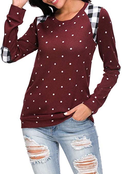 levaca Women's Casual Long Sleeve Loose Pullover Tee Shirts Sweater Blouse Tops