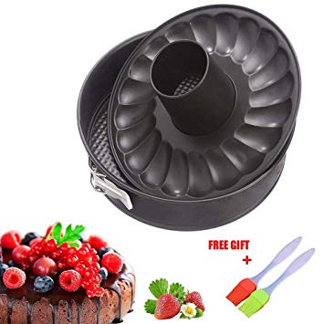 7 inch Springform Cake Pan Non stick Baking Bundt Pans for Instant Pot 5,6,8 Qt with 2 Removable Bottom and Silicone Brush Leakproof Cheesecake Bakeware