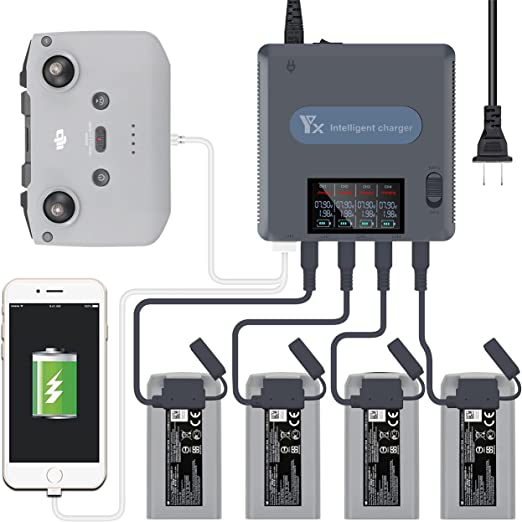 Hanatora LCD Display Battery Charger for DJI Mini 2,Mini SE Drone and Remote Controller, 6 in 1 Rapid Multi Parallel Charging Hub Accessories