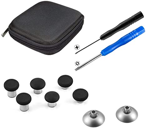 TOMSIN 8 in 1 Magnetic Metal Replacement Thumbsticks Analog Joysticks & T8 Cross Screwdrivers Repair Kit for Xbox One S/Elite & Nintendo Switch Pro Controller & PS4 DualShock 4