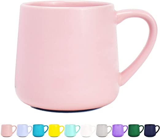 Bosmarlin Glossy Ceramic Coffee Mug, Pink Tea Cup for Office and Home, 18 oz, Dishwasher and Microwave Safe, 1 Pack (Pink)
