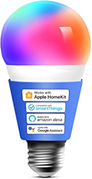 Smart Light Bulb Apple HomeKit, meross Smart WiFi LED Bulbs Compatible with Siri, Alexa, Google Assistant and SmartThings, Dimmable E26 Multicolor 2700K-6500K RGB, 810 Lumens 60W Equivalent