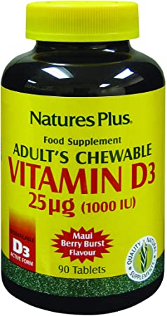 Nature's Plus Adult's Chewables Vitamin D3 1000 IU 90 - Vegetarian- Gluten Free