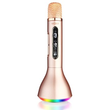 VERKB Rainbow Mic, Wireless Microphone Karaoke(3rd Generation), 3-in-1 Bluetooth Karaoke Machine KTV for Apple iPhone Android Smartphone and Pc(Rose Gold)