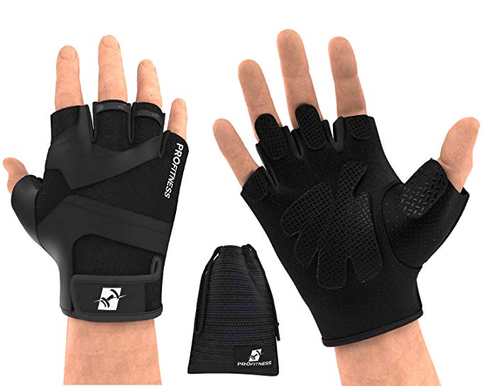 ProFitness Workout Weight Lifting Gloves W/Silicone Non-Slip Grip – WODs, Weightlifting, Gym, Cross Training – Unisex for Men and Women