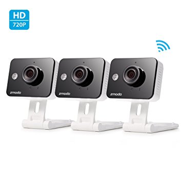 Zmodo 720p HD WiFi Wireless Home Security Camera System Two-Way Audio Night Vision Motion Alerts 115 Degree Viewing Angle (3- Pack)