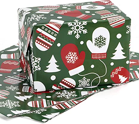 MAYPLUSS Wrapping Paper Sheet - Folded Flat - 3 sheets - Christmas Design(22.6 sq. ft.ttl.) - 27.5 inch X 39.4 inch Per Sheet