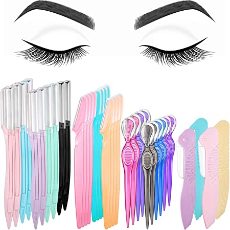 44 Pieces Eyebrow Razor Eyebrow Knife Eyebrows Shaper Trimmer Shaver Facial Hair Razor Tool, 4 Styles