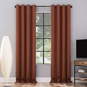 Sun Zero Nordic 2-Pack Theater Grade Extreme 100% Blackout Grommet Curtain Panel Pair, 52" x 63", Terracotta