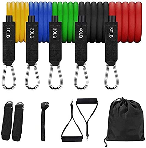 TKKOK Resistance Bands Set for Exercise Band 150LB 11PC