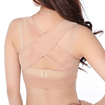 Lady Chest Shoulder Support Belt Band Posture Hunchback Corrector Body Sculpting Strap With Push Up Bra (M)