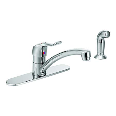 Moen 8707 Commercial M-DURA One-Handle Kitchen Faucet with Side Spray, 1.5 GPM, Chrome