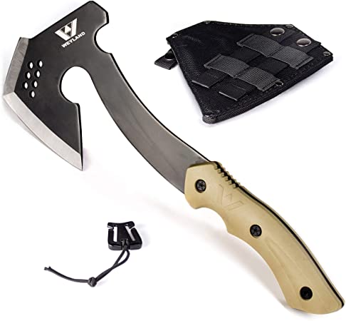 WEYLAND Survival Hatchet & Camping Axe with MOLLE Sheath - Small Tactical Bushcraft Camping Axes & Hatchets for Splitting & Chopping Wood, Kindling Splitter for fire, Throwing Tomahawk, Camp Hand Tool