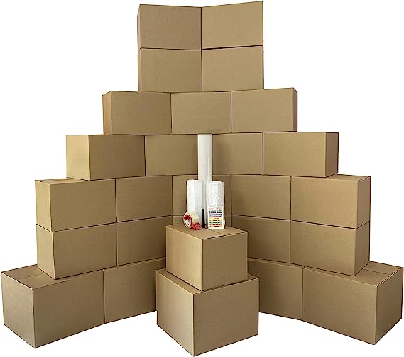 UBOXES Moving Boxes - 2 Room Bigger Smart Moving Kit - 28 Boxes,Tape, more