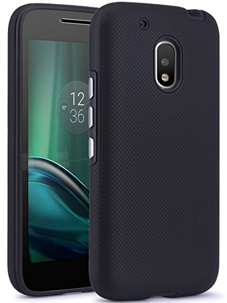 Moto G Play Case, LK [Shock Absorption] Armor Hybrid Defender Protective Case For Motorola Moto G4 Play (Black)