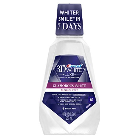 Crest 3D White Glamorous White Multi-Care Whitening Fresh Mint Flavor Mouthwash 8 Fl Oz (Pack of 6)