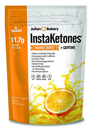 InstaKetones®  Organic Caffeine (Orange Burst) 11.7g BHB Per Scoop ( Caffeine) (30 Servings) Exogenous Ketones