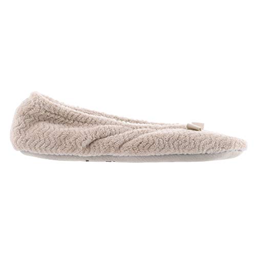 ISOTONER Women's Chevron Microterry Ballerina House Slipper with Moisture Wicking and Suede Sole for Comfort