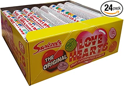 Love Hearts - Giant Fizzy Sweets - Swizzels Matlow Candy 39g (Pack of 24)