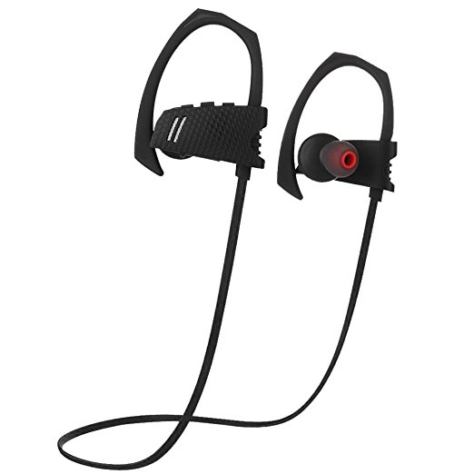 Ifecco Wireless Bluetooth Headsets, In Ear Bluetooth 4.1 Headphone Sports Sweatproof Earphones with Mic and HD Sound for iPhone 7 Plus Samsung and Other Bluetooth Devices (Black)
