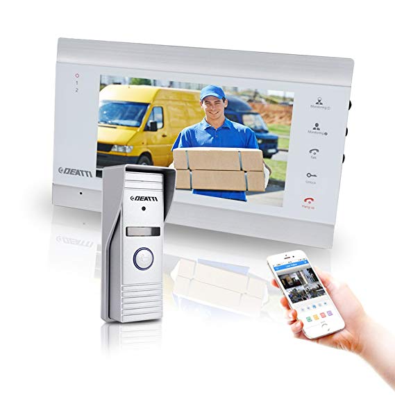 Wireless Video Doorbell Intercom with Montior, Night Vision and Remote Unlock From DEATTI
