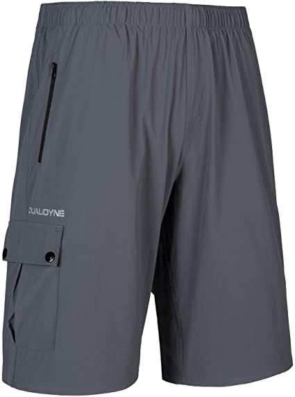qualidyne Men's 3D Padded MTB Shorts Lightweight Mountain Bike Shorts, Loose Fit Cycling Shorts