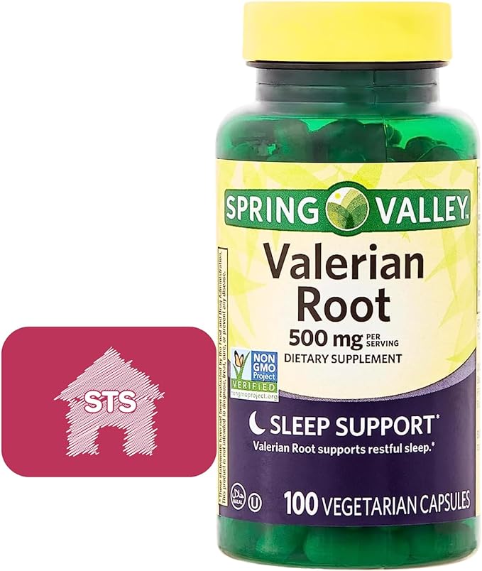 Spring Valley Valerian Root Capsules, 500 mg, 100 Count   STS Sticker.