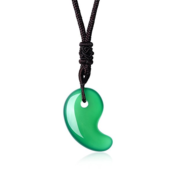 AmorWing Adjustable Unisex Japanese Three Sacred Treasures Magatama Gemstone Pendant