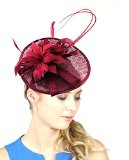 NYfashion101 Elegant Feather Floral Accent Sinamay Fascinator Headband