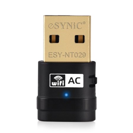 AC 600Mbps Dual Band USB WiFi Adapter ESYNiC Gold Nano Laptop Network Dongles Maximum Speed up to 5G 433Mbps 24G 150Mbps - WPS 80211ACNGB Wireless Network Adapter Supports Windows 87XP3264bit