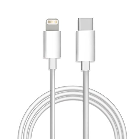 3.3ft USB-C to Lightning Cable Charging and Sync Data Cord for iPhone iPad Connect to Apple New MacBook 2015 Chromebook Pixel HP Pavilion by YONTEX (White, 3.3ft/1M)