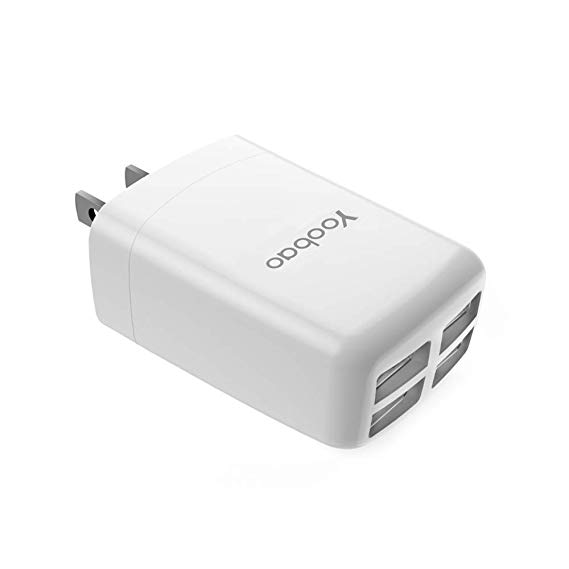 Yoobao 4 Port USB Plug Wall Charger Multi Port Phone Charger Cube Block for iPhone 11/ X/ 8, iPad Pro/Air 2/ Mini 4, Samsung Galaxy and More - White