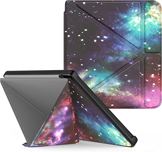 MoKo Folio Case for Kobo Libra 2 E-Reader 7 inch 2021 Released, Origami Standing Shell Cover Case with Multi Angle Magnetic PC Back Cover for Kobo Libra 2 E-Reader 7 inch 2021 Released, Starry Galaxy