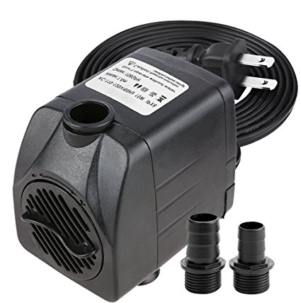 Minerva 400 GPH Submersible Water Pumps For Aquarium, Tabletop fountains, Pond, Water gardens and Hydroponic systems with Two Nozzles, CE-ROHS Approved, 5.8ft Power Cord