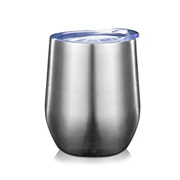 12 oz Stainless Steel Wine Tumbler with Lid, Double Wall Vacuum Insulated Stainless Steel Wine Glasses, All Kinds of Hot and Cold Beverages Wine\Coffee\Drinks\Champagne\Cocktails