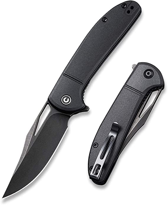 CIVIVI Ortis Flipper Pocket Knife, 3.25" Black Stonewashed 9CR18MOV Blade Liner Lock Knife For EDC C2013D (Double Black)