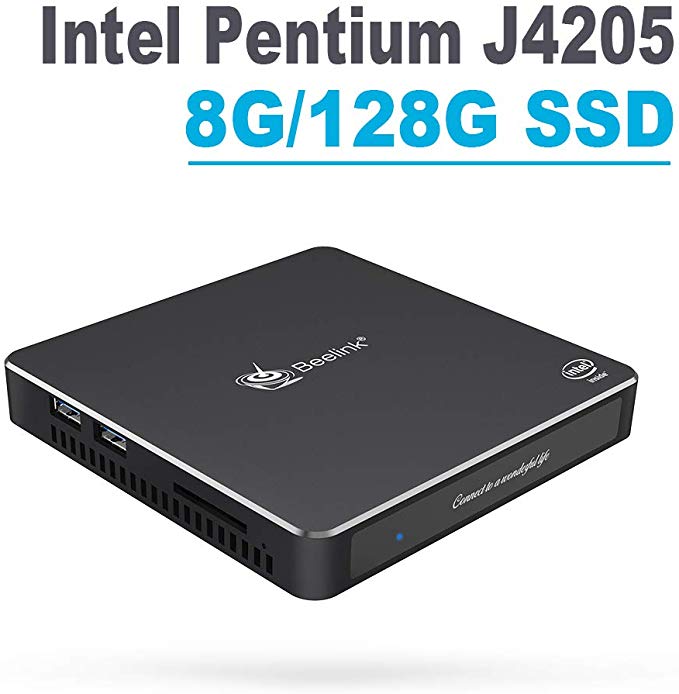 Fanless Mini PC,Beelink T45 Windows 10 Intel Pentium Processor J4205 (up to 2.6GHz) Ultra-Thin Mini Computer,8GB DDR3/128GB SSD，Dual HDMI Port,4K HD,2.4G 5G Dual WiFi,Gigabit Ethernet,BT 4.0