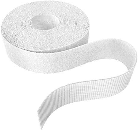KabelDirekt Slim Hook & Loop Tape for Cables (0.78 inches x 50 feet), Reusable, White