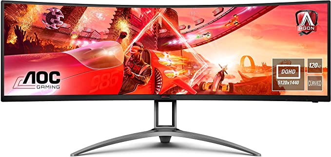 AOC AGON Gaming AG493UCX - 49 inch 2K Curved Monitor, 120Hz, 1ms GTG, VA HDR400, FreeSync Premium, USB-C, Speakers, KVM (5120x1440 @ 120Hz, 550 cd/m², HDMI/DP/USB 3.0/USB-C)