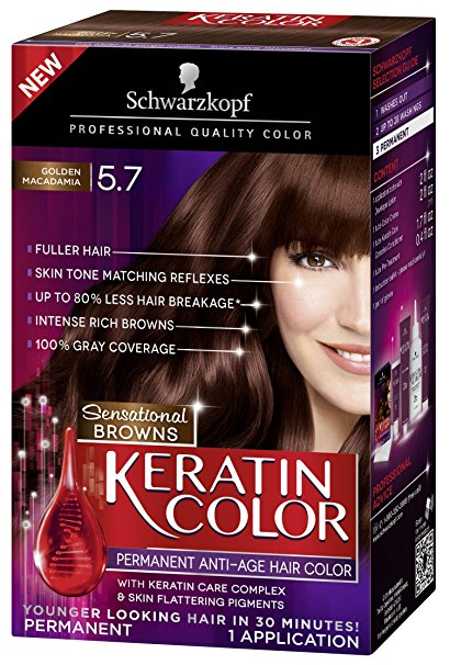 Schwarzkopf Keratin Color Anti-Age Hair Color Cream, 5.7 Chestnut Brown