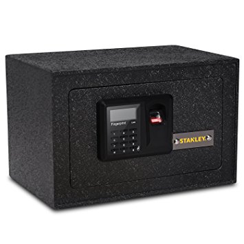 Stanley Solid Steel Biometric Personal Home Safe with Fast Access Fingerprint Recognition for Wall, Floor or Closet – Secures Jewelry, Gun, Pistol, Firearms, Money, Valuable, Collectibles & More