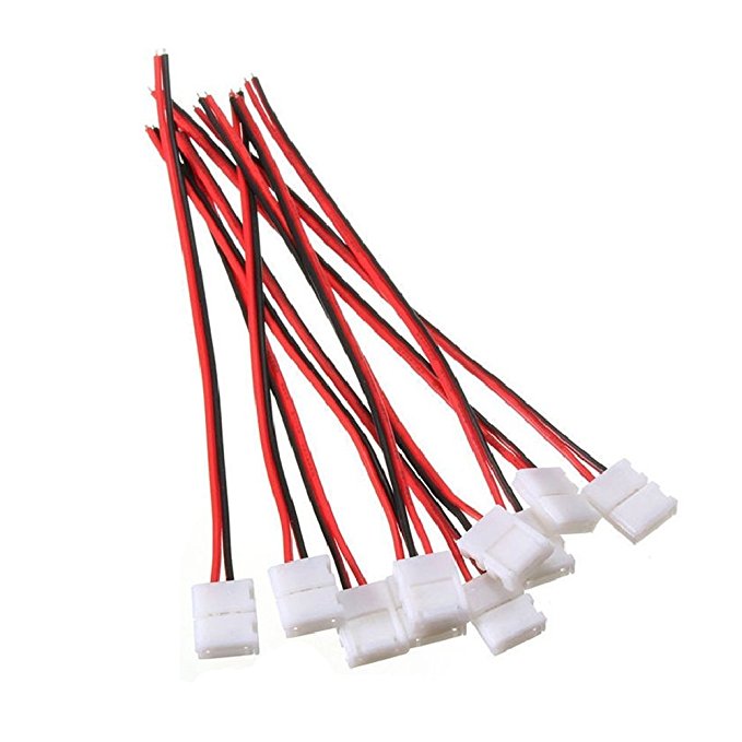 LightingWill 10pcs/Pack Strip Wire Solderless Snap Down 2Conductor LED Strip Connector for 10mm Wide 5050 5630 Single Color Flex LED Strips