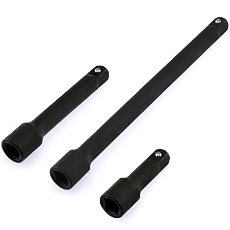 Neiko 00234A 3/8” Drive Impact Extension Bar, Cr-V Steel | 3-Piece Set | 3”, 5”, 10”