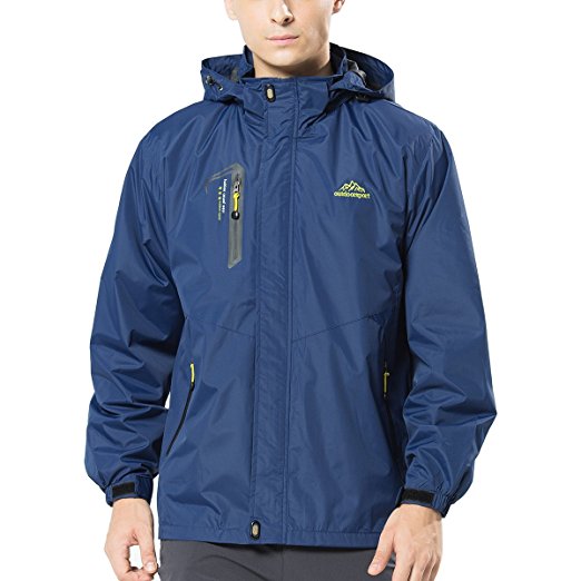 Spvoltereta Men's Lightweight Outdoor Waterproof Jacket Hooded Sports Rain Coat